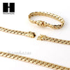 14k Gold Finish Heavy 12mm Miami Cuban Link Chain Necklace Bracelet Various SetE - Raonhazae