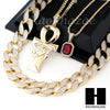RUBY EYE OF HERU ANKH PENDANT CUBAN LINK ROPE CUBAN NECKLACE SET D015 - Raonhazae