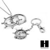 Magnifying Glass Wheel with Anchor Key Chain & Pendant Chain Necklace Set SJ1S - Raonhazae