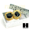 HipHop RICK ROSS Gold Tone Micro pave Onyx Black Stone Earrings GE133G - Raonhazae