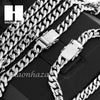 Stainless steel White Gold Heavy 10mm Miami Cuban Link Chain Necklace Bracelet 4 - Raonhazae