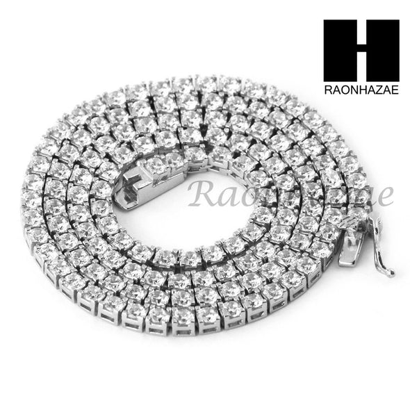 .925 STERLING SILVER TENNIS CHAIN DIAMOND CUT 24" 30" LINK CHOKER NECKLACE L03 - Raonhazae