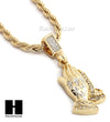 MEN JESUS FACE PRAYING HANDS 24" 30" ROPE CHAIN NECKLACES COMBO SET G38 - Raonhazae