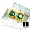 HipHop RICK ROSS Gold Tone Micro pave Emerald Green Bling Earrings G131 - Raonhazae