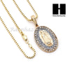 MEN GUADALUPE & LION PENDANT BOX CUBAN CHAIN DOUBLE NECKLACE SET SD07 - Raonhazae