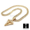 Hip Hop 14k Gold Plated Diamond Jesus Cross Pendant 30" Cuban Chain N06 - Raonhazae