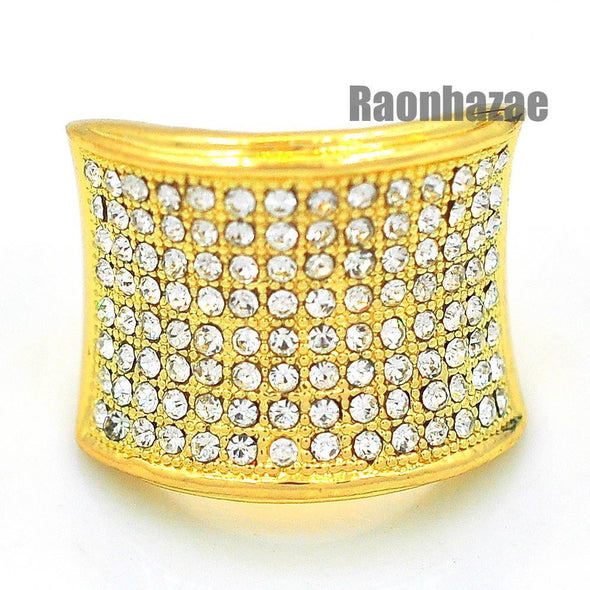 MENS HIP HOP RAPPER CHUNKY PAVE 14K GOLD PLATED RING SIZE 7 - 12 N010G - Raonhazae