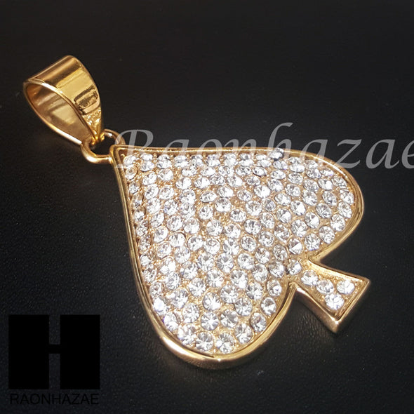 Las Vegas 316L Stainless steel Gold Spade Ace A Pendant Miami Cuban SS028 - Raonhazae