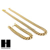 Hip Hop Men 14k Gold Finish Heavy Cuban Link Chain / Bracelet 9" 24" 30" 36" Set - Raonhazae