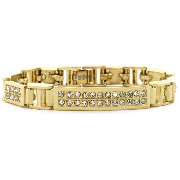 14K GOLD PLATED MICRO PAVE SIMULATED DIAMOND 8.5" BRACELET KB012G - Raonhazae