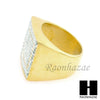 MEN RING 316L STAINLESS STEEL GOLD TONE CZ BLING RING SIZE 8-12 SR005G - Raonhazae