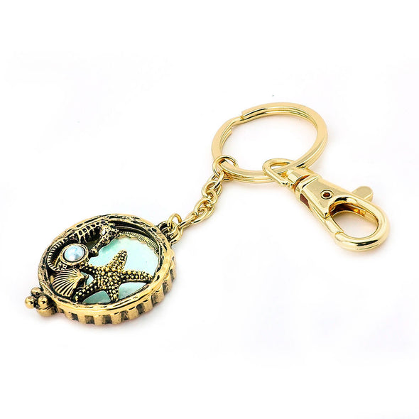 5X Magnifying Glass Starfish Seahorse Key Chain Pendant Chain Necklace Set SJ5G - Raonhazae