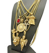 Hip Hop Ruby, 2 Angels, Jesus, Lion, Medusa, Ankh Pendant 7 Necklace Set GB112G - Raonhazae