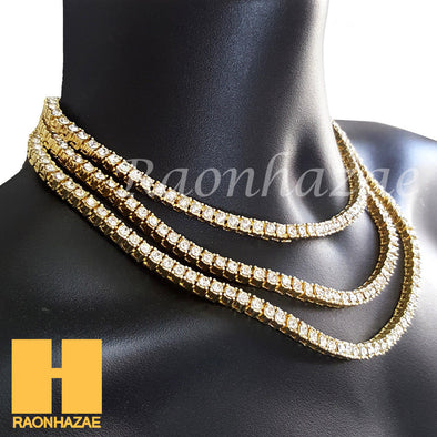 Hip Hop Tennis Choker Necklace 1 Row Solitaire Lab Diamond 4.5mm Chain - Raonhazae