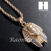 New 14k Gold PT King-tut Pendant 15mm Miami Cuban 30" Necklace SET 201G - Raonhazae