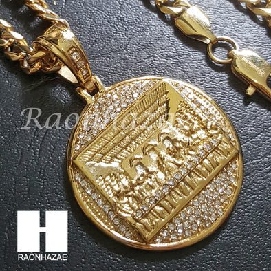 316L Stainless steel Gold Last Supper w/ 5mm Cuban Chain SG37 - Raonhazae