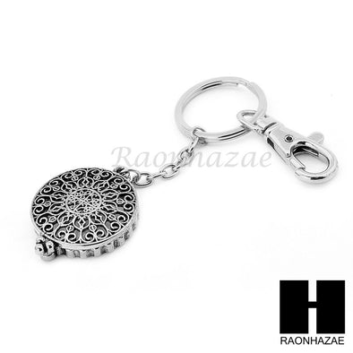 Silver 5X Magnifying Glass Round Filigree Key Chain Pendant Chain Necklace Set SJ3S - Raonhazae