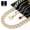 RUBY PLUG PENDANT 24" 30" CUBAN LINK ROPE CHAIN NECKLACE SET D023 - Raonhazae