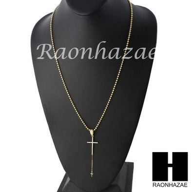 Sterling Silver .925 AAA Lab Diamond Jesus Cross w/2.5mm Moon Chain S35 - Raonhazae