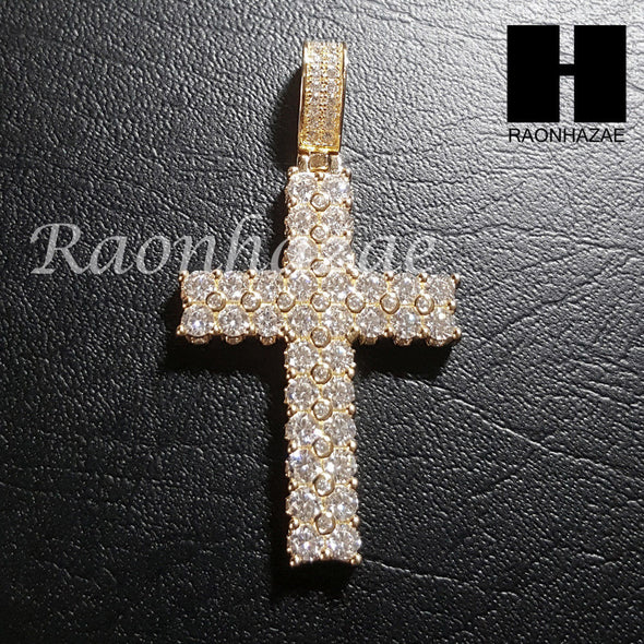 Sterling Silver .925 AAA Lab Diamond Cross w/2.5mm 20" 24" Moon Cut Chain S42G - Raonhazae