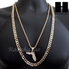 MEN FLORIDA STATE MAP US PENDANT 30" CUBAN LINK CHAIN NECKLACE SET S92G - Raonhazae