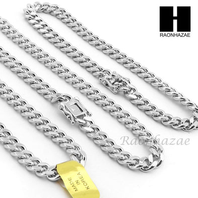 14k White Gold Finish 6mm Miami Cuban Link Chain Necklace Bracelet Various Set C - Raonhazae