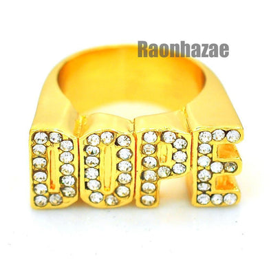 HIP HOP FASHION SOLID CHUNKY A$AP DOPE GOLD PLATED RING N003G - Raonhazae
