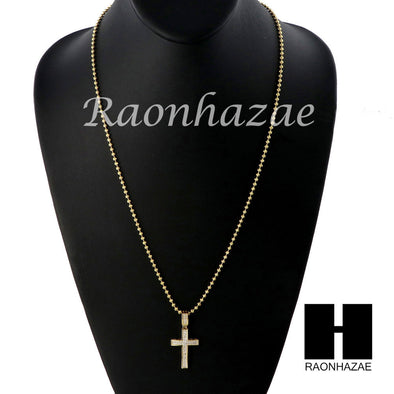 Sterling Silver .925 AAA Lab Diamond Jesus Cross w/ 2.5mm Moon Chain 22 - Raonhazae