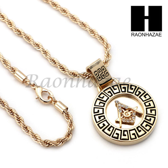 MEN FREEMASON ROPE CHAIN DIAMOND CUT 30" CUBAN LINK CHAIN NECKLACE S015 - Raonhazae