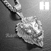 316L Stainless steel Silver Bling King Lion w/ 5mm Cuban Chain SG7 - Raonhazae