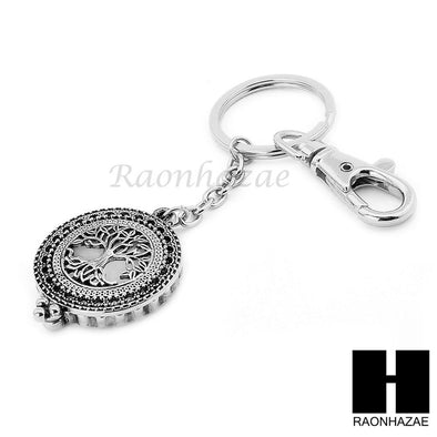 Silver 5X Magnifying Glass Tree of Life Key Chain Pendant Chain Necklace Set S4S - Raonhazae
