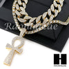 14K GOLD PT Lil ANKH CROSS MIAMI CUBAN 16"~30" CHOKER TENNIS CHAIN S20 - Raonhazae