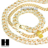 Gold Lab Diamond Necklace 15mm 30" 24" Miami Cuban Link Chain, Bracelet - Raonhazae