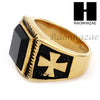 MEN STAINLESS STEEL HIP HOP CROSS 14K GOLD TONE BLACK ONYX RING 8-12 SR032CL - Raonhazae