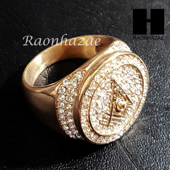 NEW FREEMASON G MASONIC COMPASS GOLD TONE CUBIC RING 8-12 S95G - Raonhazae