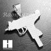 316L Stainless steel Silver Uzi Gun Pendant w/ 5mm Cuban Chain SG31 - Raonhazae