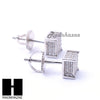 Sterling Silver .925 Lab Diamond 6mm Square Screw Back Earring SE029S - Raonhazae