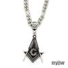 NEW VINTAGE MENS FREEMASON MASONIC PENDANT 5mm 24" FIGARO CHAIN SSP035T - Raonhazae