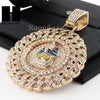 L PHARAOH ROUND PENDANT & DIAMOND CUT CUBAN LINK CHAIN NECKLACE NN51 - Raonhazae