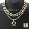 MENS 14K GOLD PT QC ROUND MIAMI CUBAN 16"~30" CHOKER TENNIS CHAIN S037 - Raonhazae