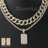 MENS 14K GOLD PT DOG TAG MIAMI CUBAN 16"~30" CHOKER TENNIS CHAIN S028 - Raonhazae