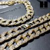 New 14k Gold PT King-tut Pendant 15mm Miami Cuban 30" Necklace SET 202G - Raonhazae