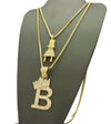 14K Gold Plated Electric Power Plug & King 'B' Pendant Necklace Set 04 - Raonhazae