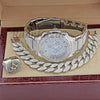 MEN FREEMASON MASONIC 14K WHITE GOLD WATCH CUBAN BRACELET RING FM03S - Raonhazae