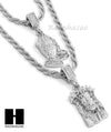 MEN JESUS FACE PRAYING HANDS 24" 30" ROPE CHAIN NECKLACES COMBO SET G38 - Raonhazae