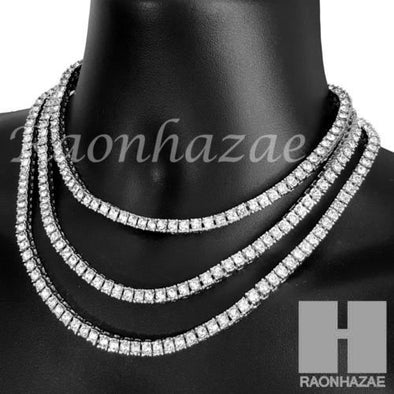 Silver Tennis Choker Necklace 1 Row Solitaire Lab Diamond 4.5mm Chain S - Raonhazae