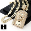 HIP HOP JESUS FACE PENDANT & DIAMOND CUT CUBAN LINK CHAIN NECKLACE N31 - Raonhazae