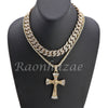 MENS 14K GOLD PT JESUS CROSS 18" TENNIS CHAIN 16" 30" CHOKER CUBAN CHAIN S28G - Raonhazae