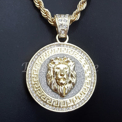 LION ROUND ROPE CHAIN DIAMOND CUT 30" CUBAN CHAIN NECKLACE SET G26 - Raonhazae
