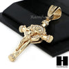 Men 14k Plated Jesus Cross Crucifix Pendant 30" Cuban Link Chain NN033G - Raonhazae